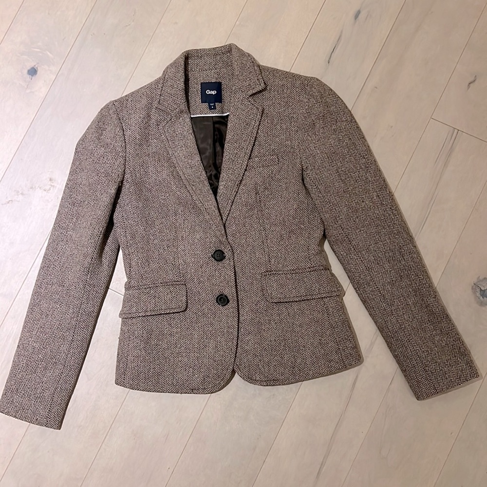 Gap Brown Tweed Blazer, cropped fit, 0